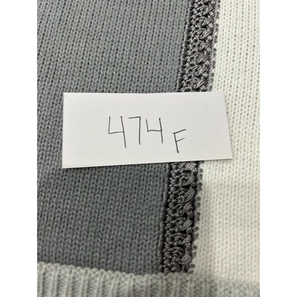 Vintage Jenny Patchwork Knit Sweater Floral Embroidery Gray White Size M - Picture 8 of 9